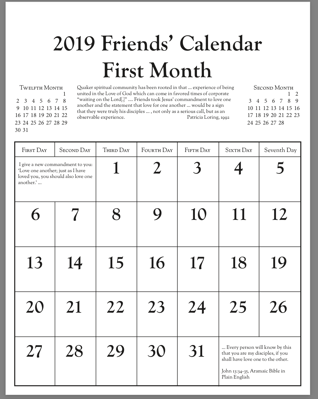 Quaker calendar alternatives